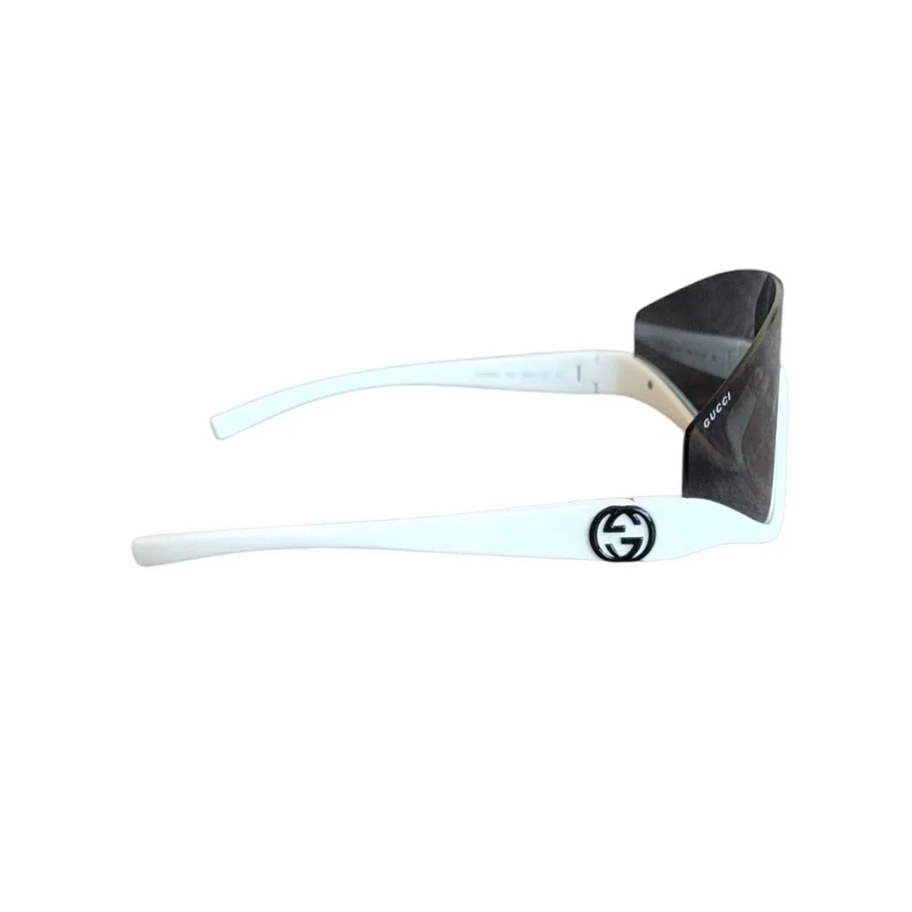 New GUCCI GG1650S White Grey 99mm Shield Sunglasses One Size